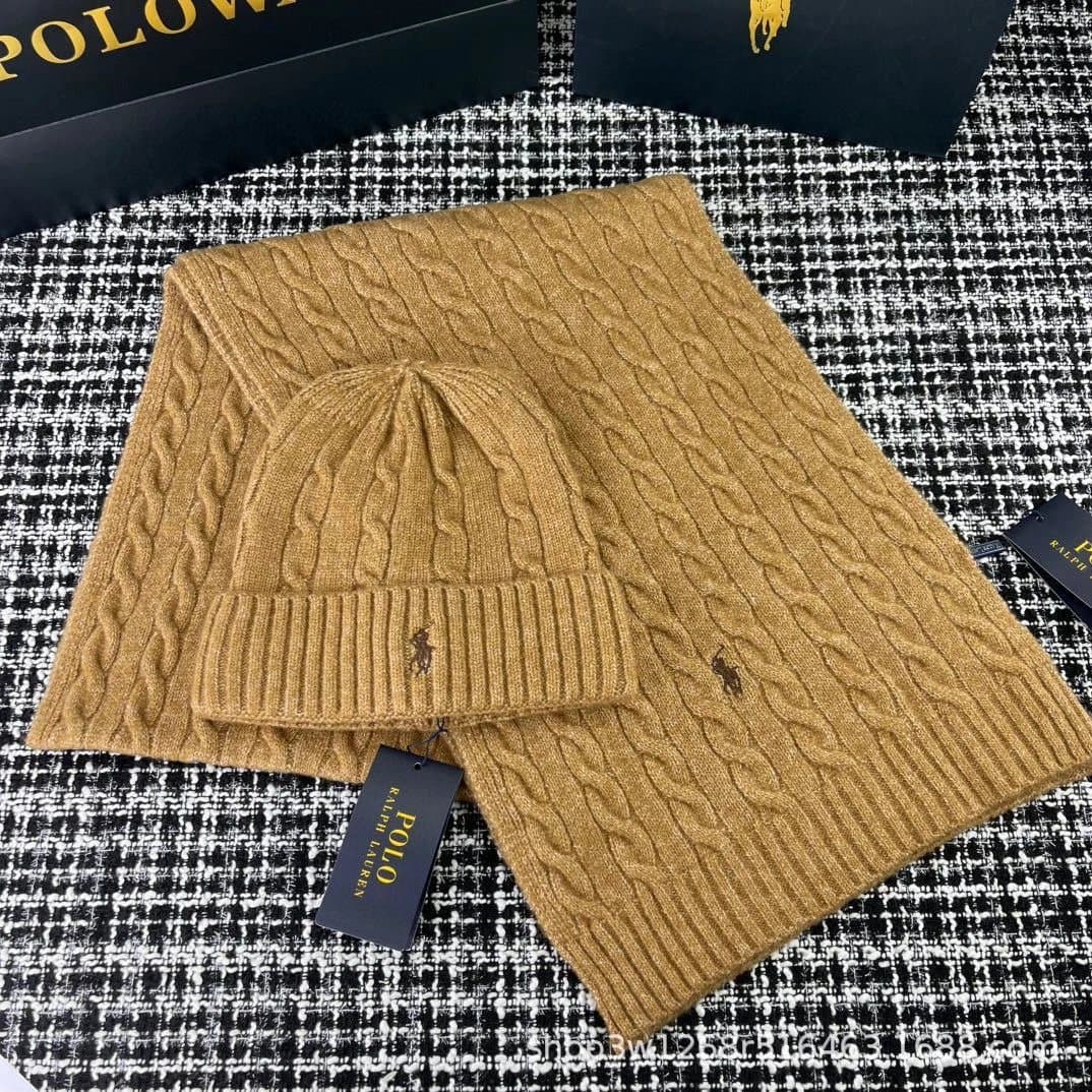 Louis Vuitton × Off-White Checkered Scarf and Beanie Set Monogram Grid — 均码 · R马儿套装姜黄