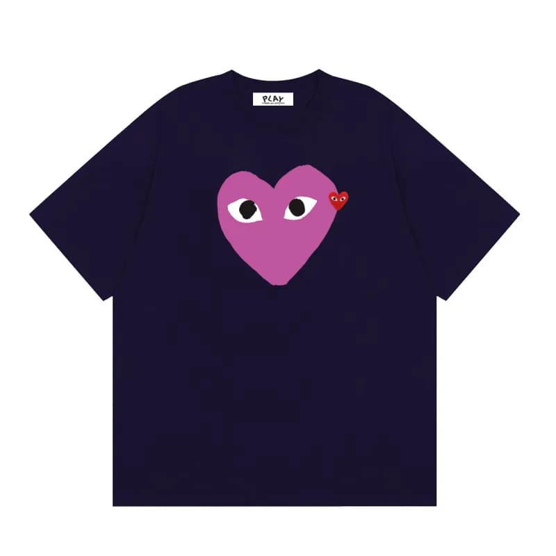 Comme des Garçons Heart Logo T-Shirt Light Blue with Red Heart — 15 navy blue