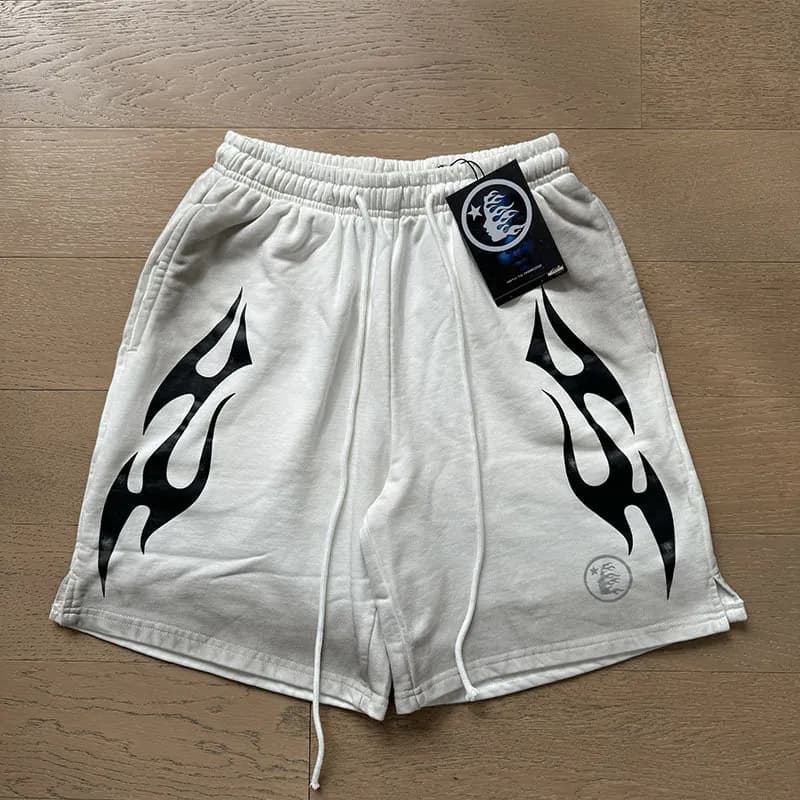 Broken Planet Flame Shorts Black Flame Print