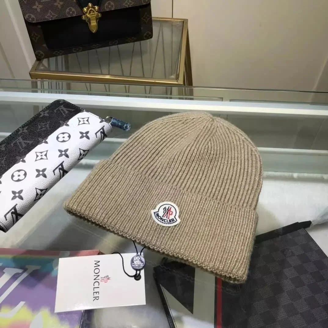 Moncler Ribbed Beanie Logo Patch — 221# 驼色