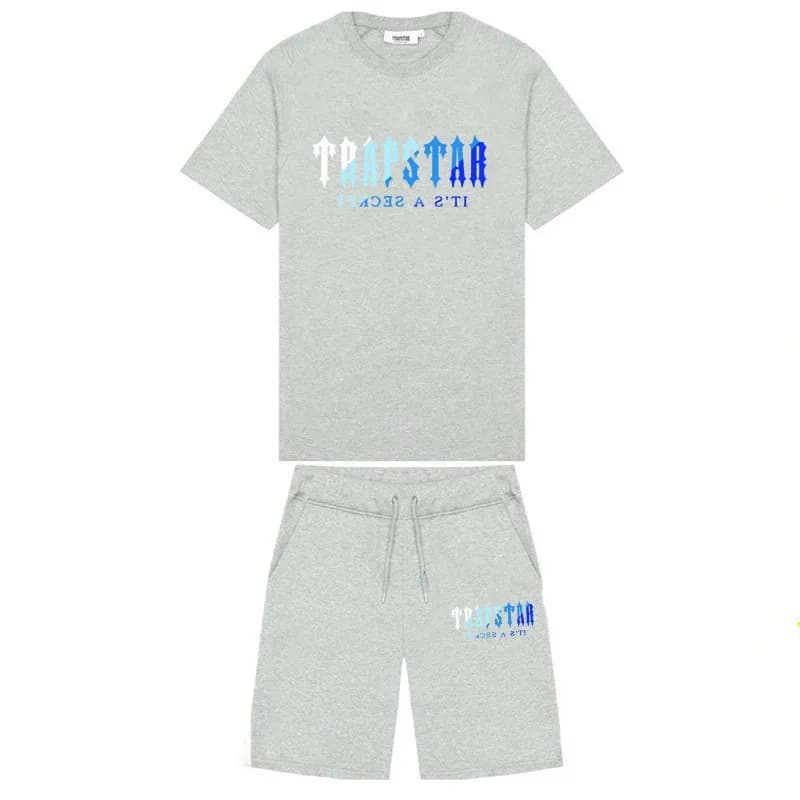 Corteiz Logo Tee & Shorts Set Ice Blue Gradient Logo