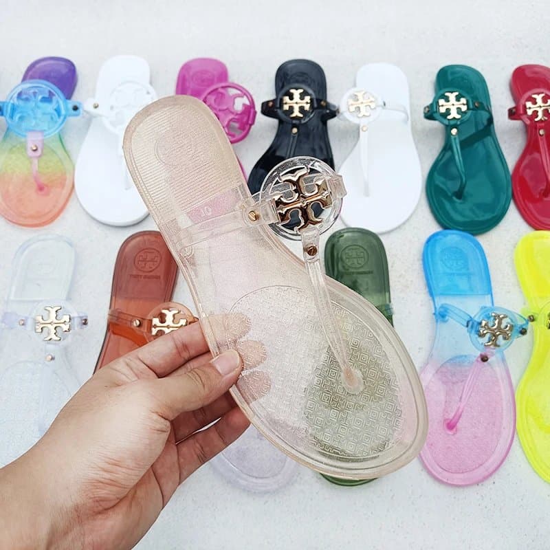 Tory Burch Miller Jelly Sandal Clear with Gold Logo