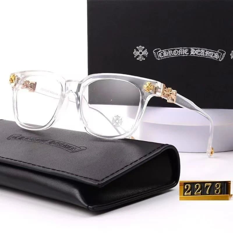 Chrome Hearts Optical Glasses Clear Acetate with Gold Cross Accents