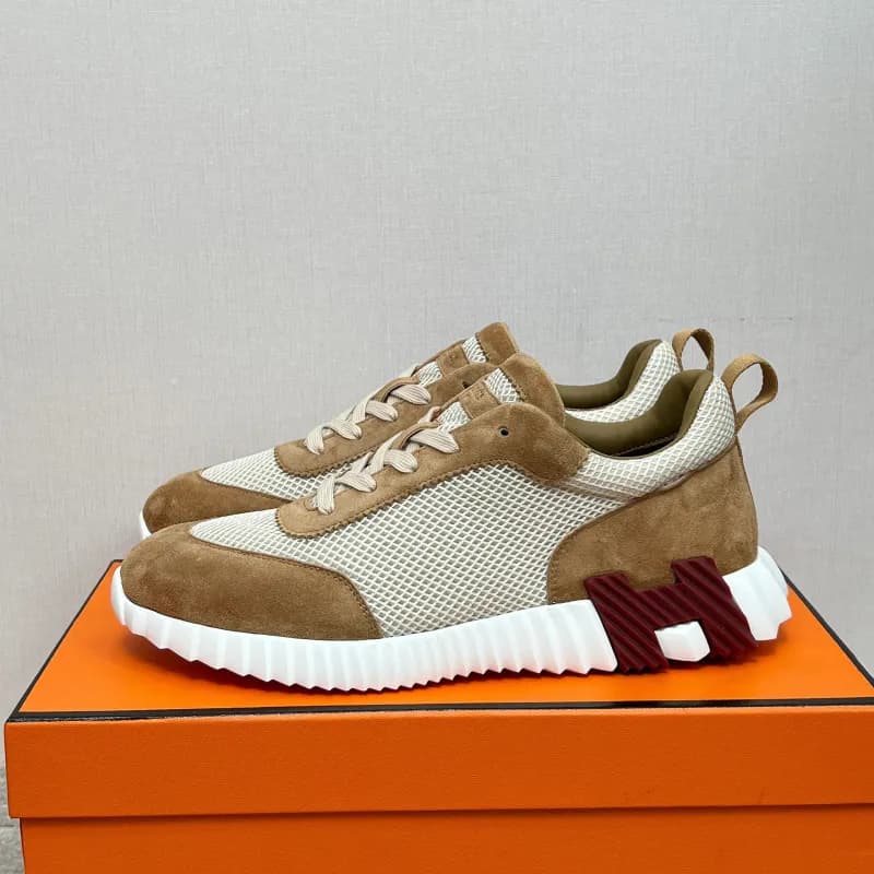 Hermès H-Racer Sneaker Beige Suede and Mesh