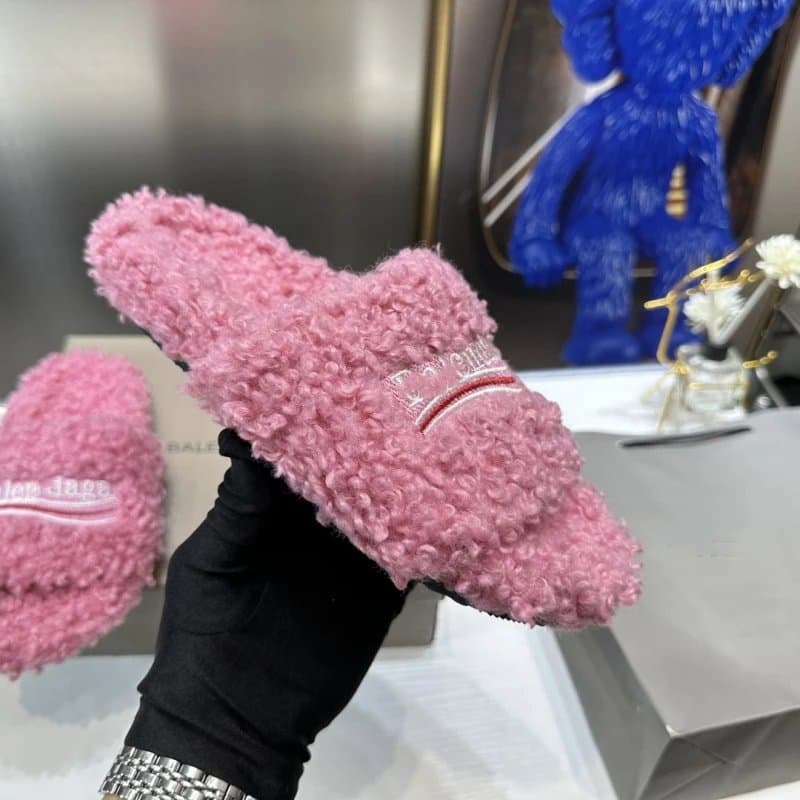 Balenciaga Speed Trainer Slide Shearling — 粉红色