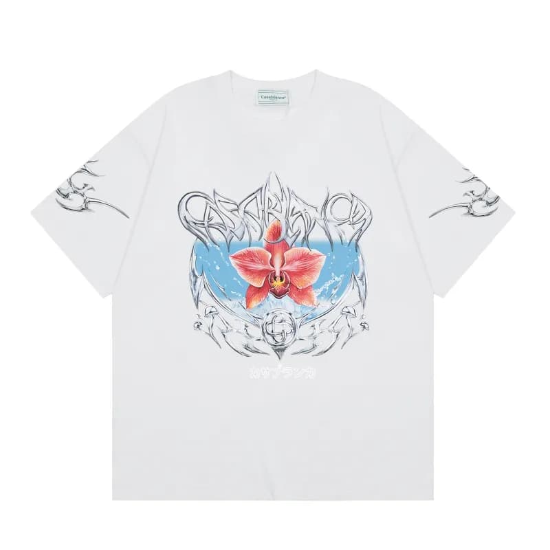 Casablanca Orchid Graphic Tee Floral Shield Print