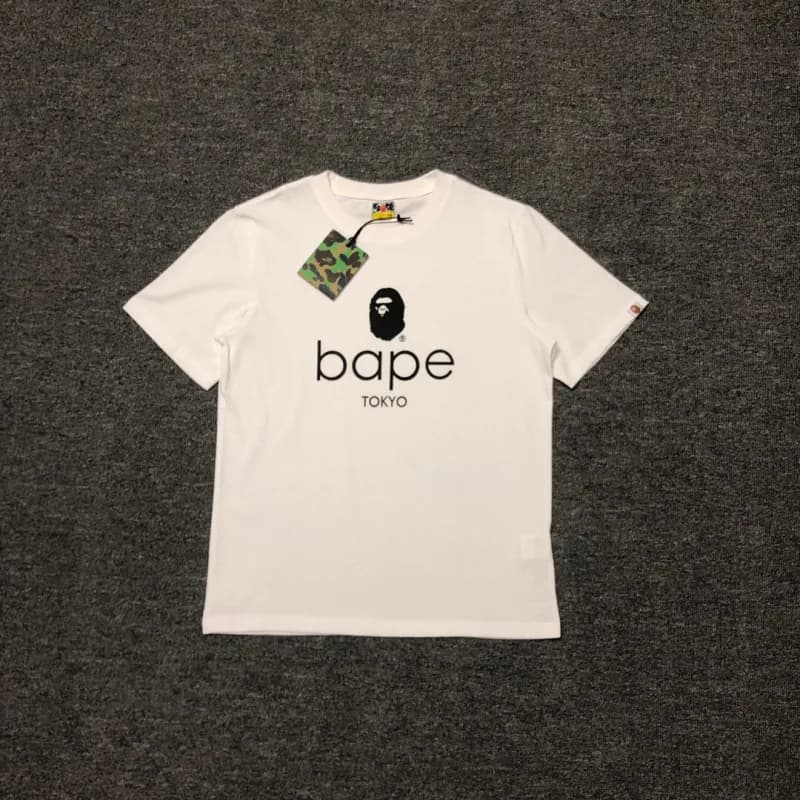 BAPE A Bathing Ape Tee College Logo — 67 白色