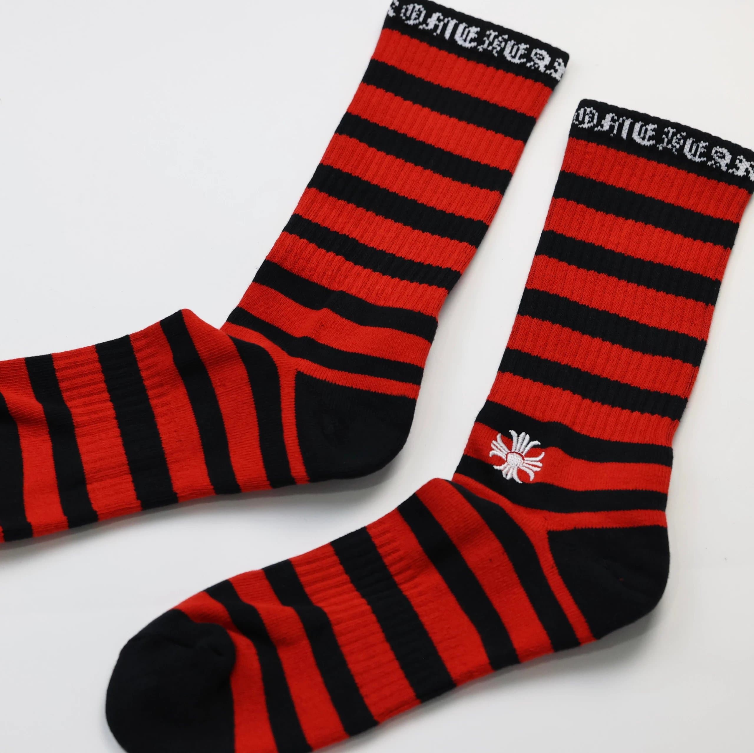 Sp5der Striped Crew Socks Spider Logo
