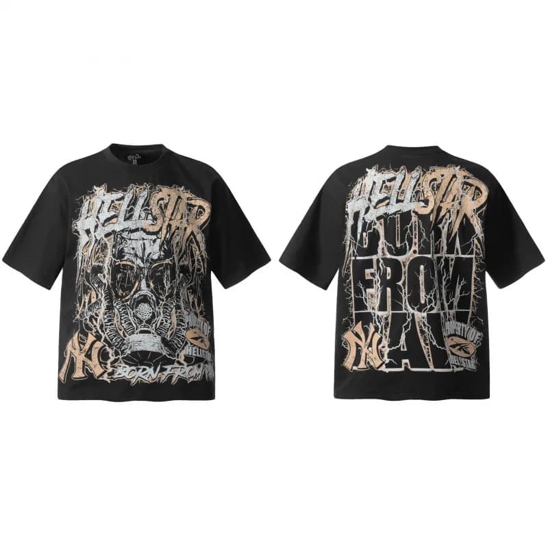 Graphic Tee Hellstar Face Print — H712黑色