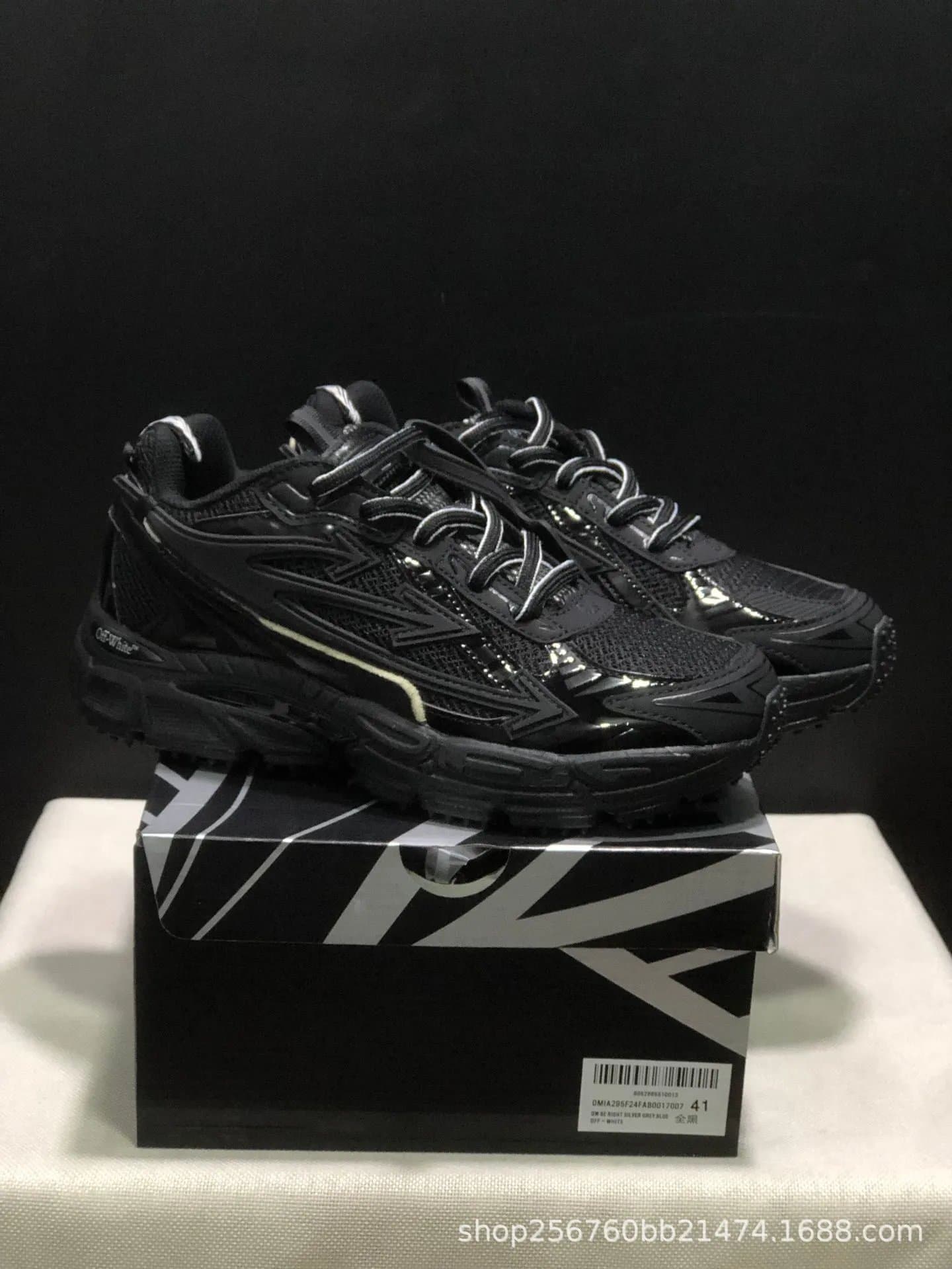 Off-White x Nike Air Zoom Spiridon Black Silver Grey Blue
