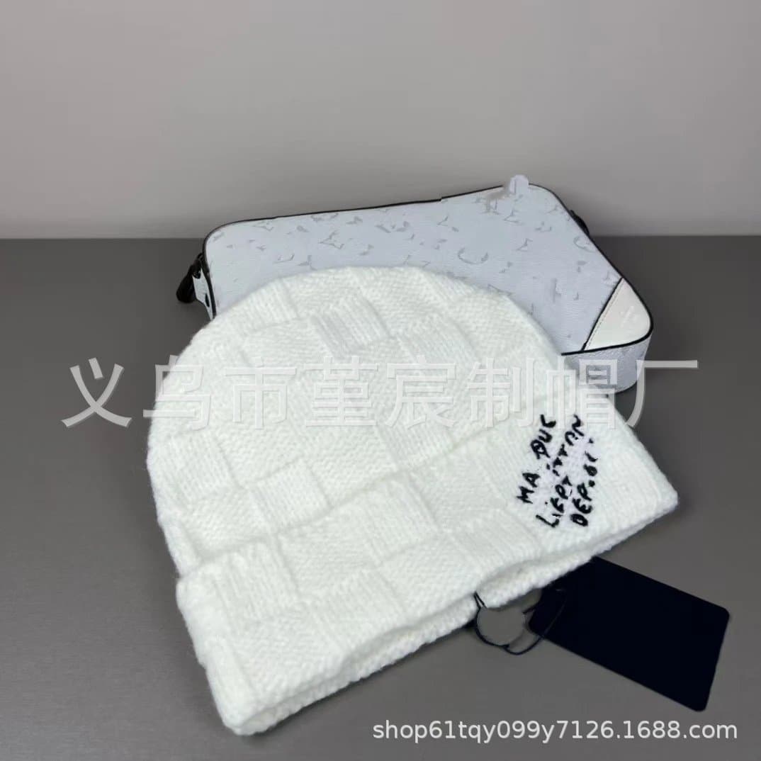 Louis Vuitton Knit Beanie Monogram Script Embroidery