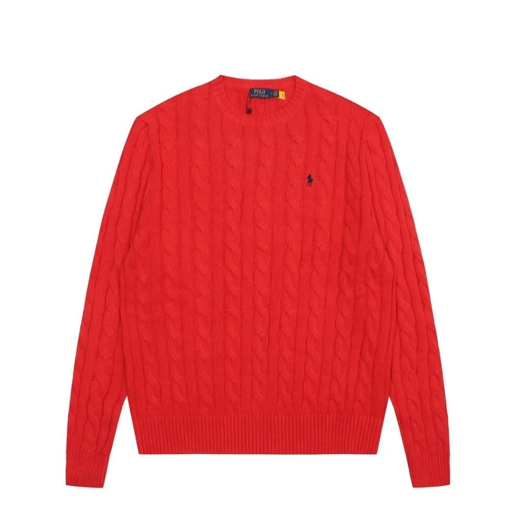 Polo Ralph Lauren Cable Knit Sweater Dark Grey — 红色