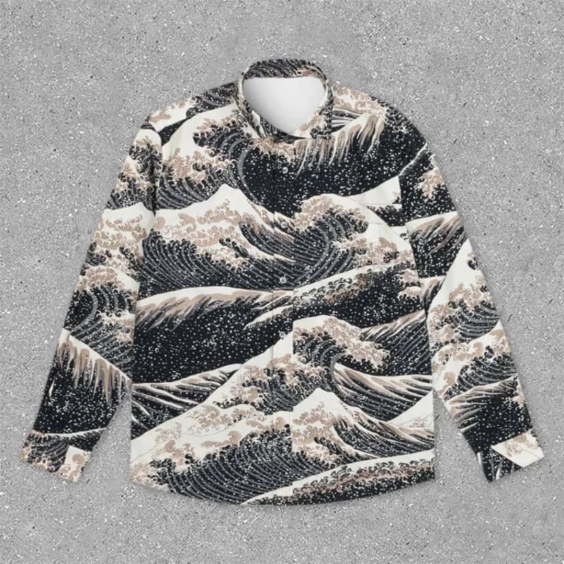 Long-Sleeve Shirt The Great Wave off Kanagawa Print