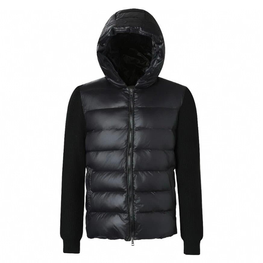 Moncler Hooded Puffer Jacket Knit Sleeve