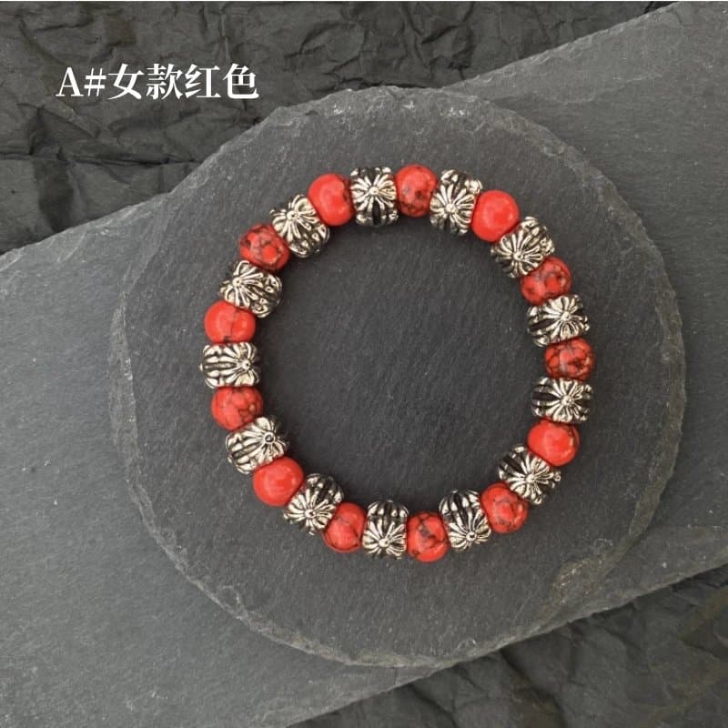 Chrome Hearts Beaded Bracelet Turquoise and Silver