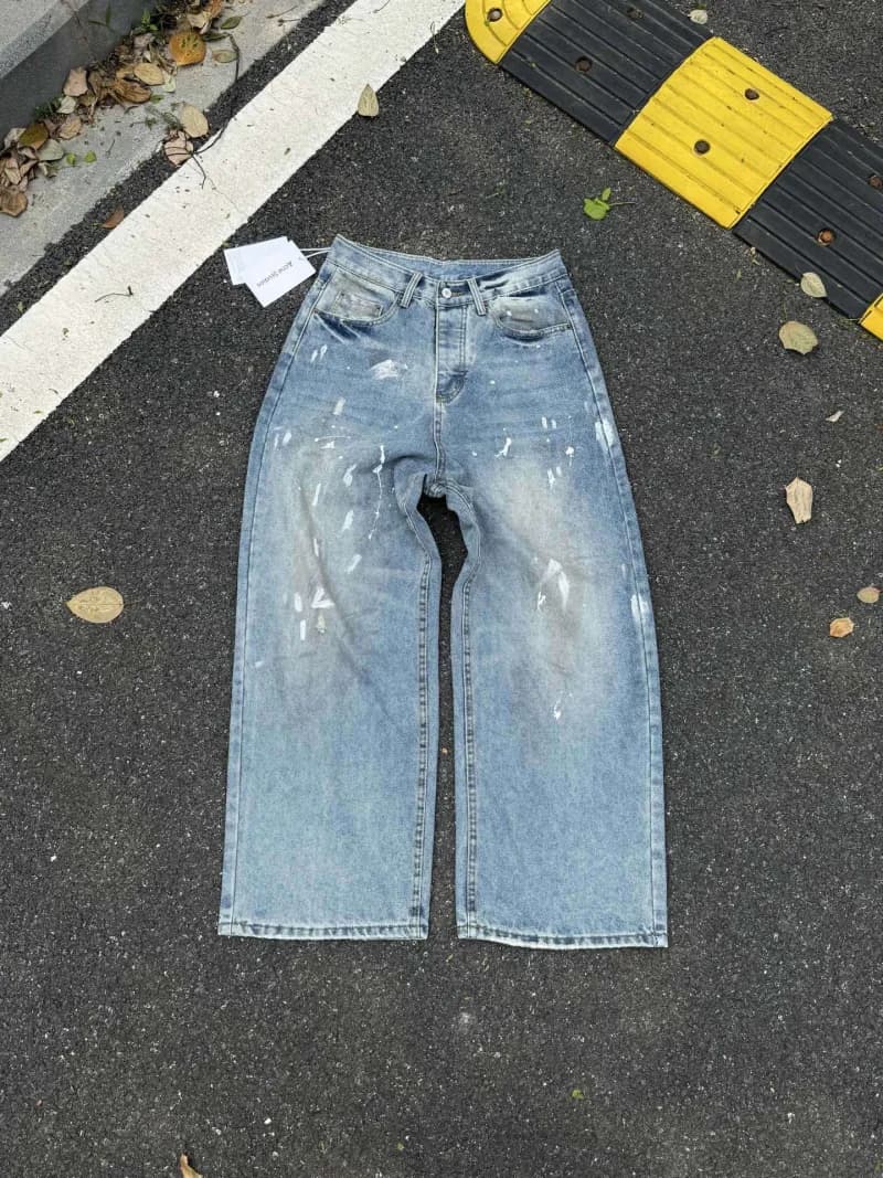 Acne Studios Wide-Leg Jeans Paint-Splatter Wash