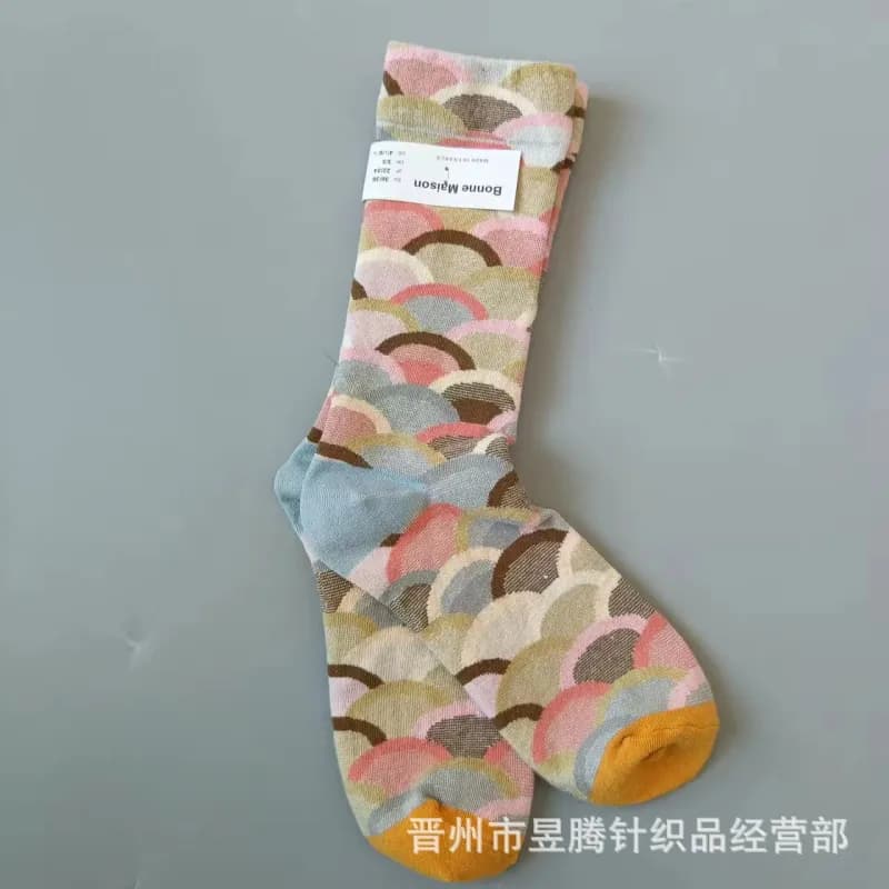 Balenciaga Scallop Pattern Sock Multi-Color Fan Print