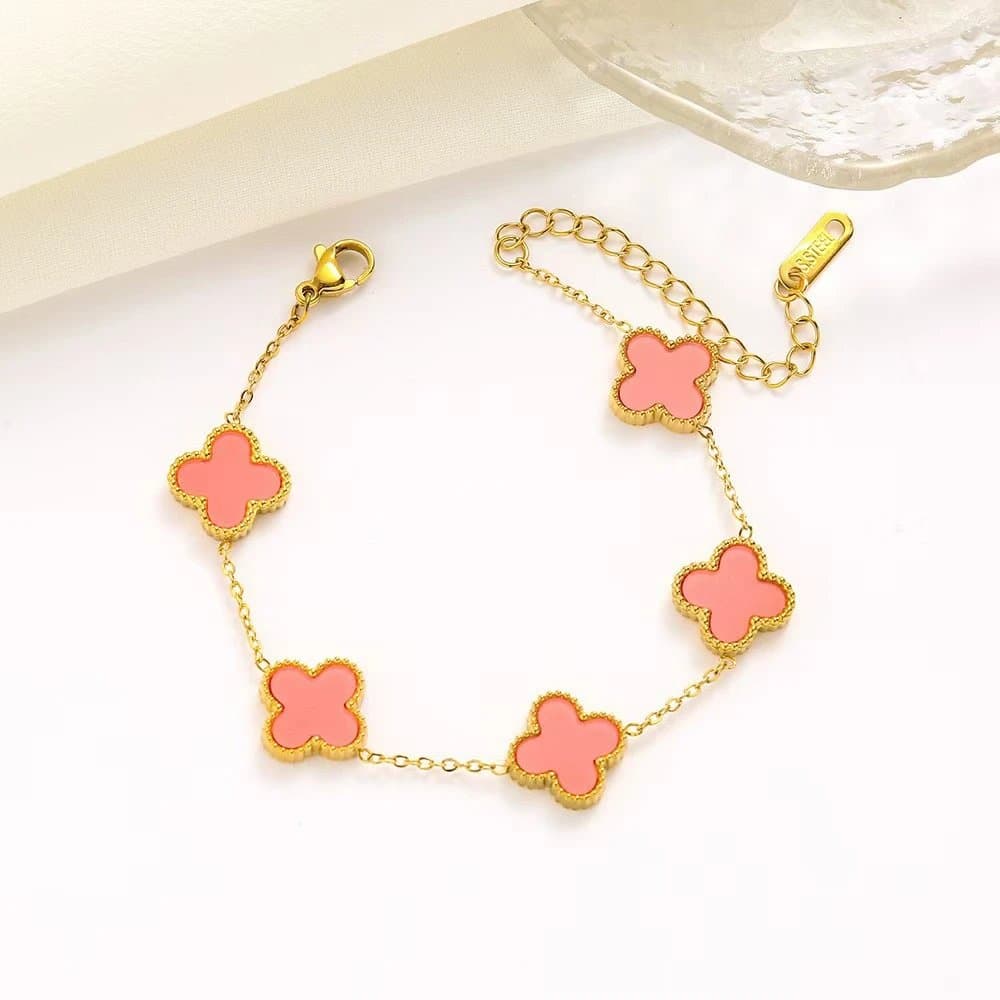 Van Cleef & Arpels Alhambra Bracelet Five Motifs — 13mm-粉色四叶草