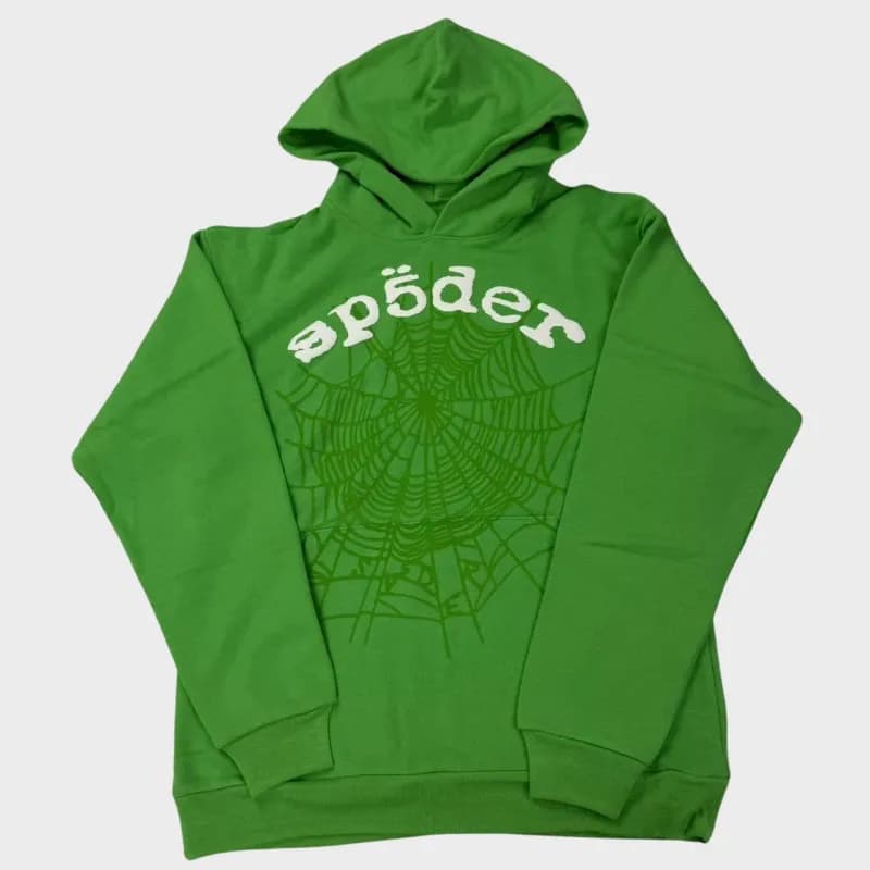 Sp5der Hoodie Spider Web Graphic — Sp70 - Legacy Green