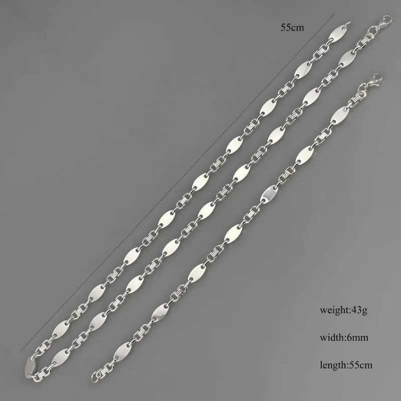 Link Chain Necklace Oval Plate Link