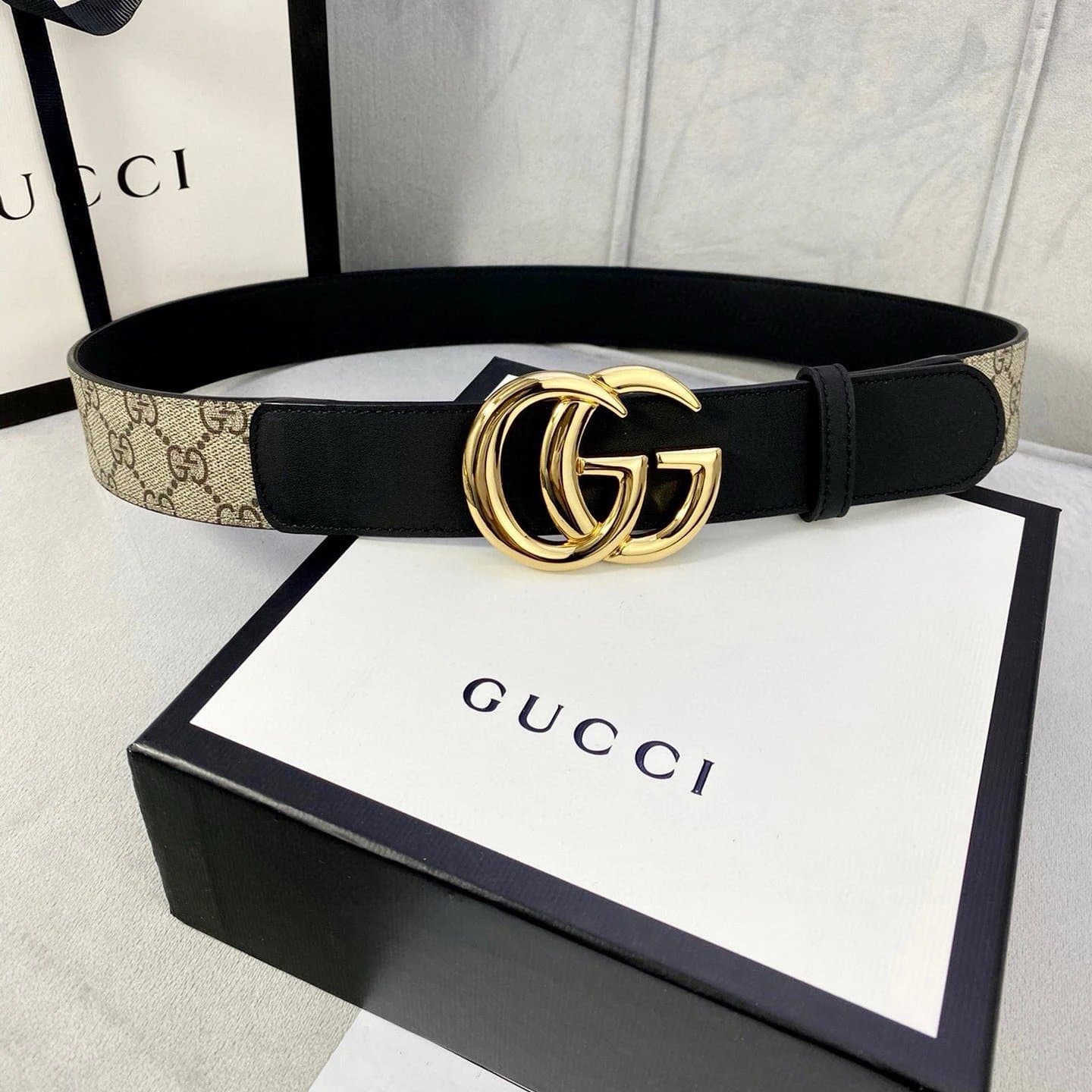 Gucci Horsebit 1955 Belt GG Marmont Web