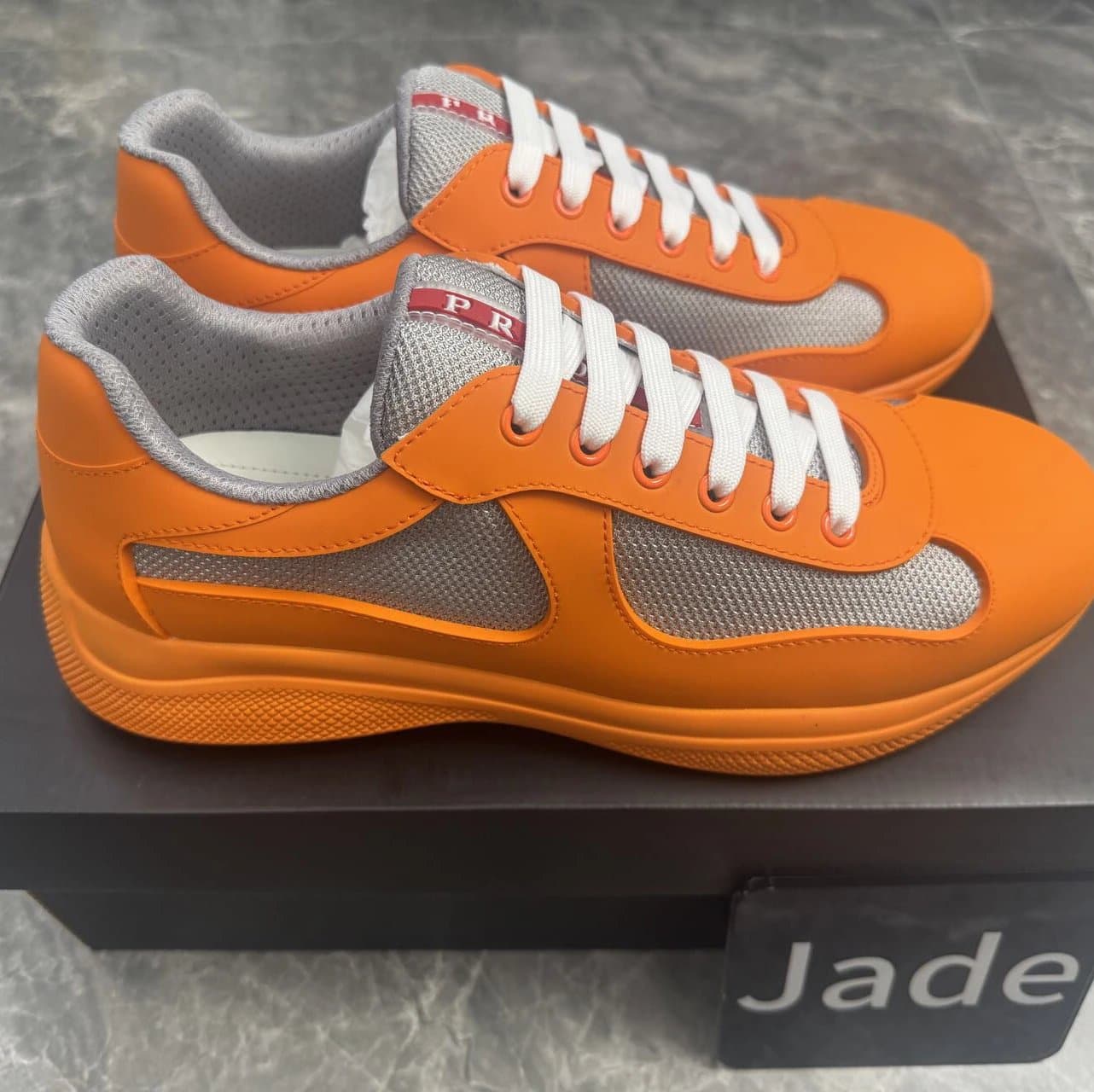 Prada Linea Rossa Sneaker Tangerine/Silver — K24