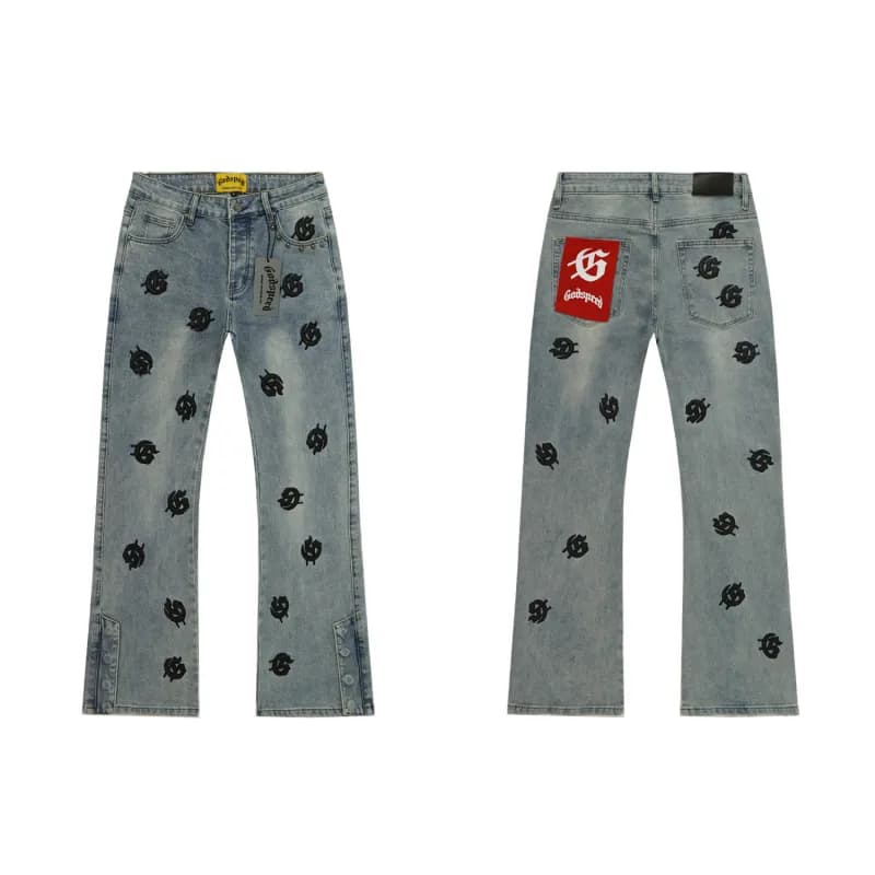 Embroidered Jeans All-Over Logo
