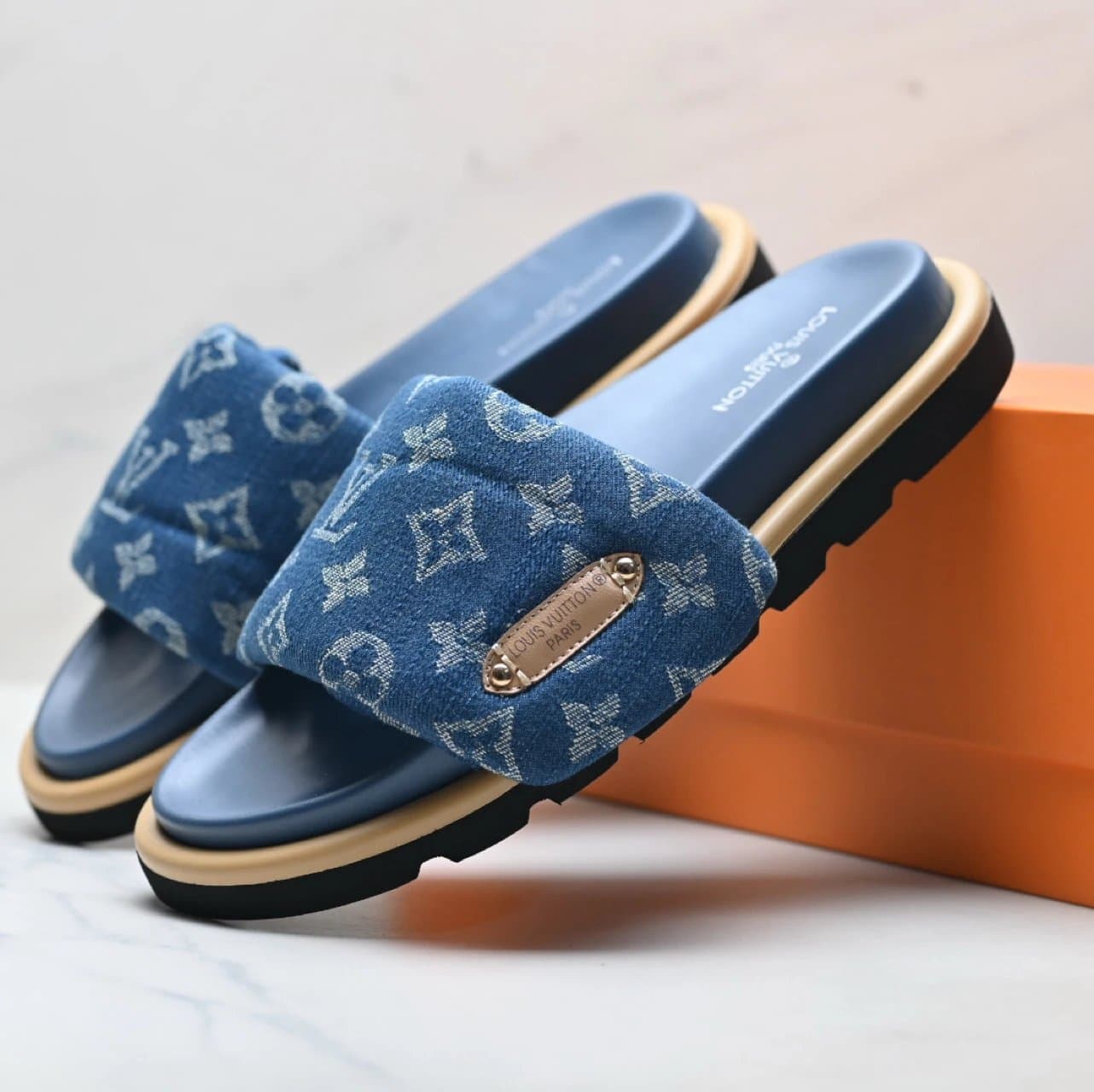 Louis Vuitton Slide Sandal Monogram Denim