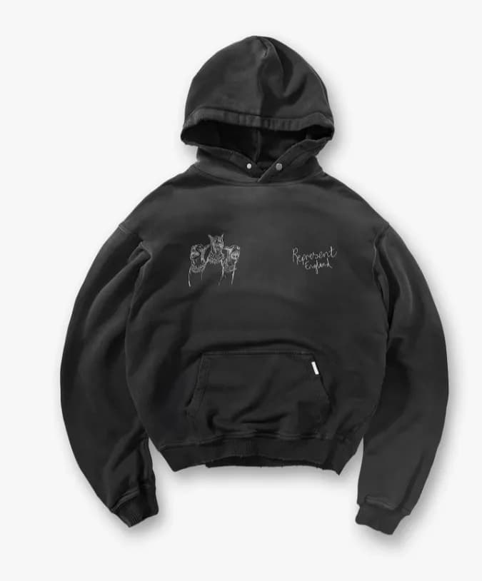 Represent Hoodie Embroidered Wolf Graphic