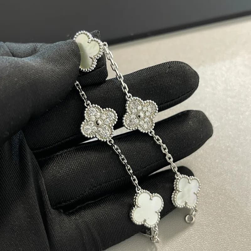 Van Cleef & Arpels Alhambra Bracelet Four Motifs with Mother-of-Pearl and Diamonds