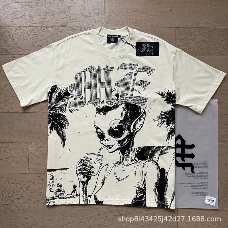 Hellstar Alien Graphic Tee Palm Tree Alien Print