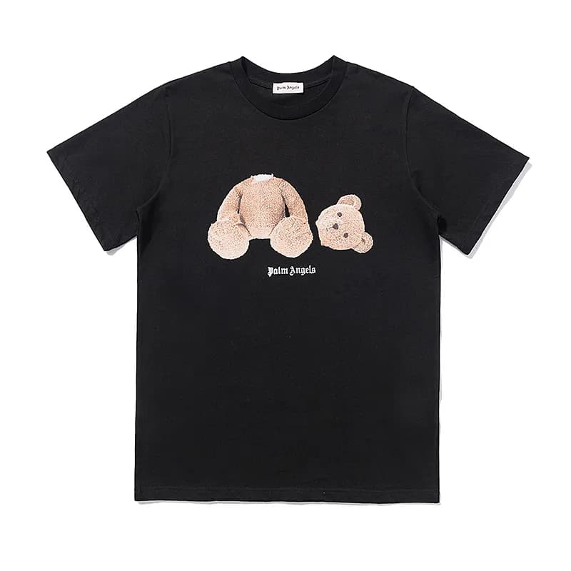 Palm Angels Teddy Bear Graphic Tee Black with Beige Teddy Print