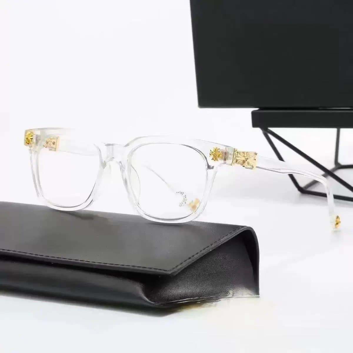 Chrome Hearts Optical Frame Clear Acetate with Gold Cross Accents