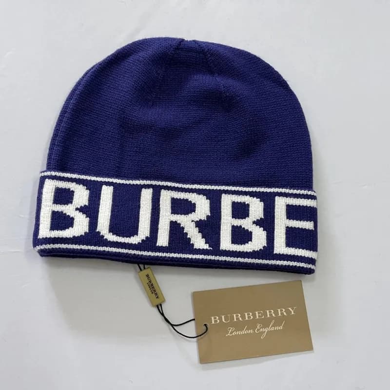 Burberry Logo Beanie Navy with White Logo Band