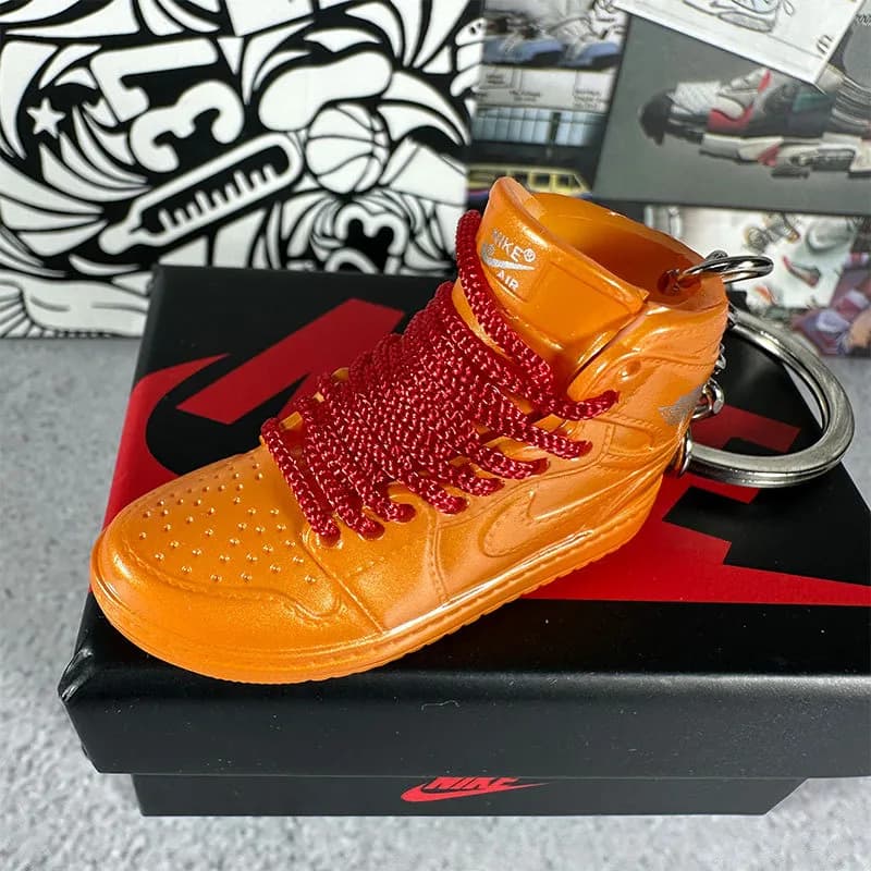 Air Jordan 1 High Miniature Keychain — 144. orange yellow red + box