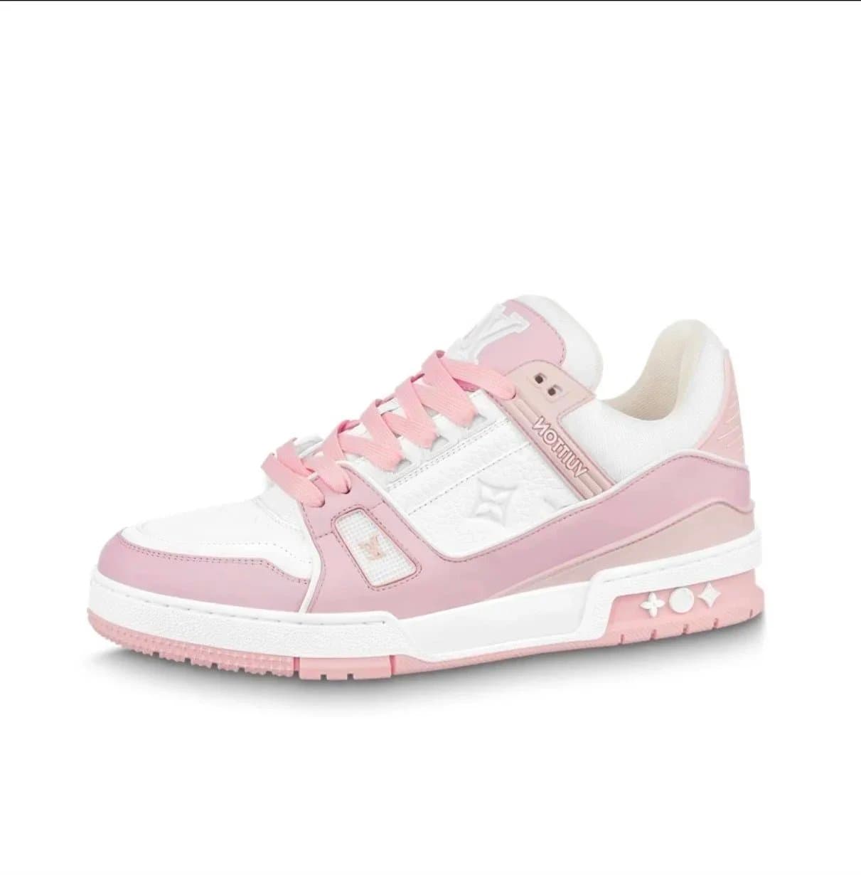 Louis Vuitton LV Trainer Monogram Embossed — 粉白
