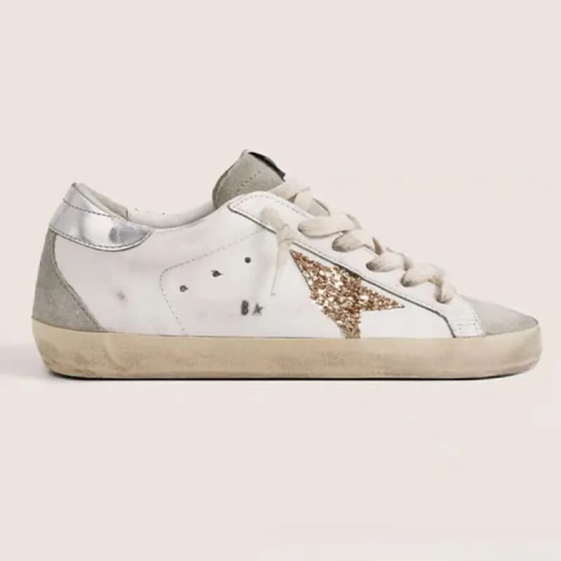 Golden Goose Superstar Distressed White Grey — 银尾金格星