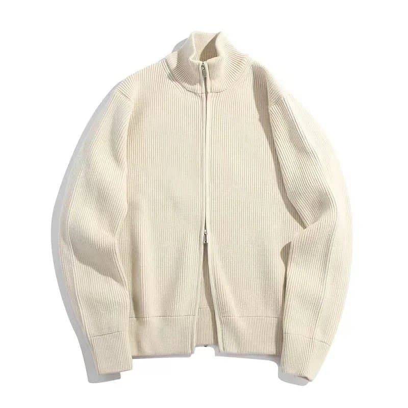 Stone Island Zip-Up Knit Sweater Ribbed Turtleneck
