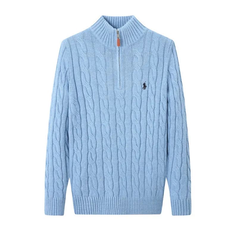 Polo Ralph Lauren Cable Knit Quarter-Zip Sweater Light Blue