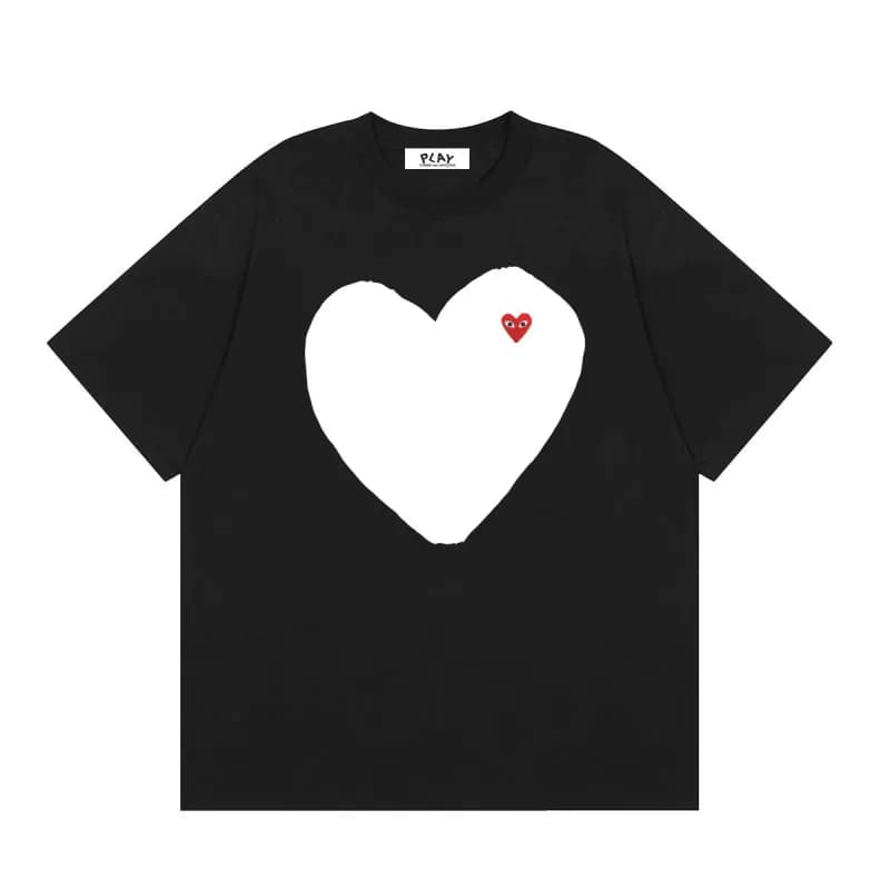 Comme des Garçons Heart Logo T-Shirt Light Blue with Red Heart — 21 black
