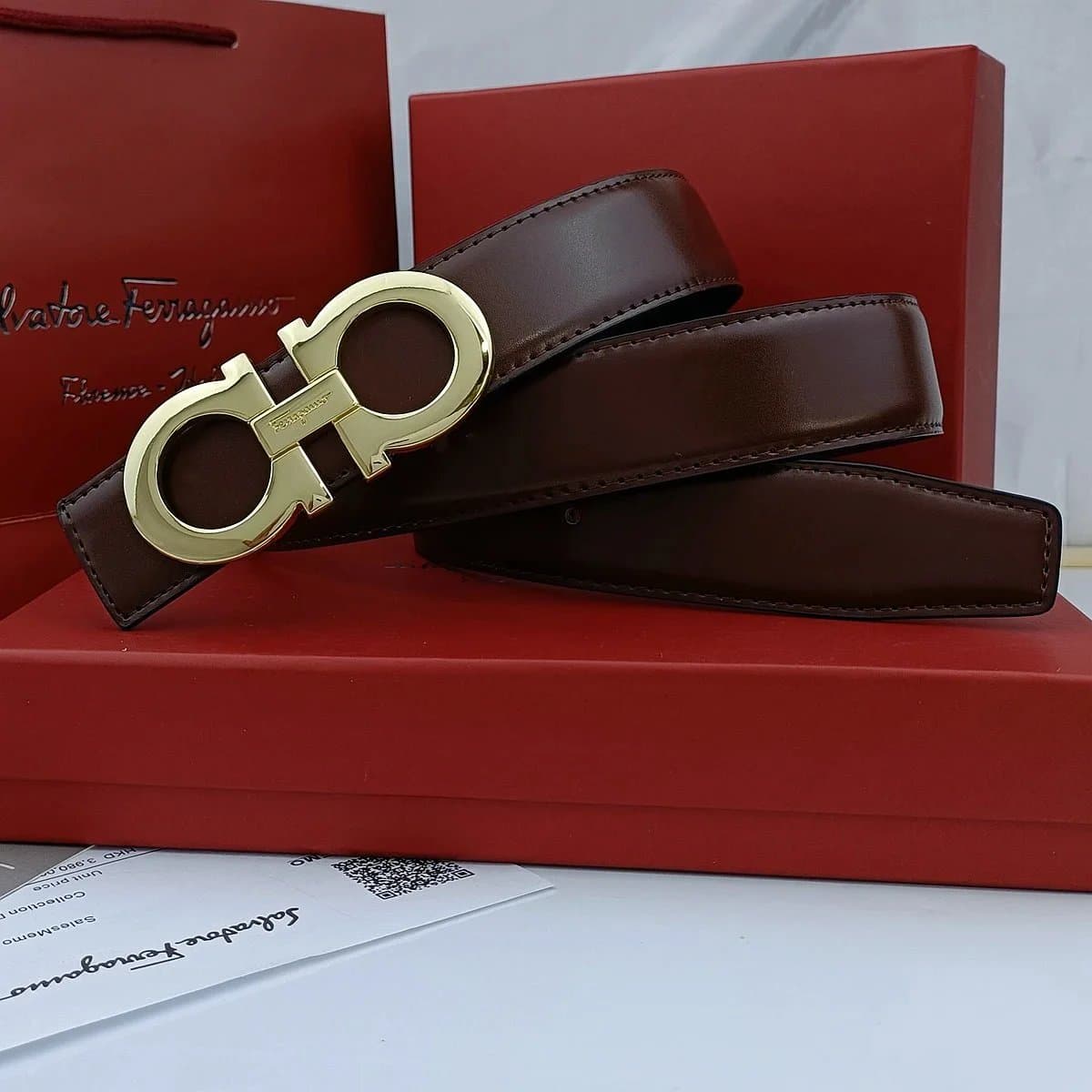 Ferragamo Gancini Belt Gold Buckle