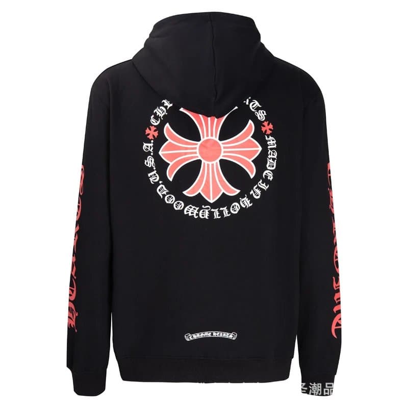 Chrome Hearts Hooded Sweatshirt Cross Logo Back — Black 5002