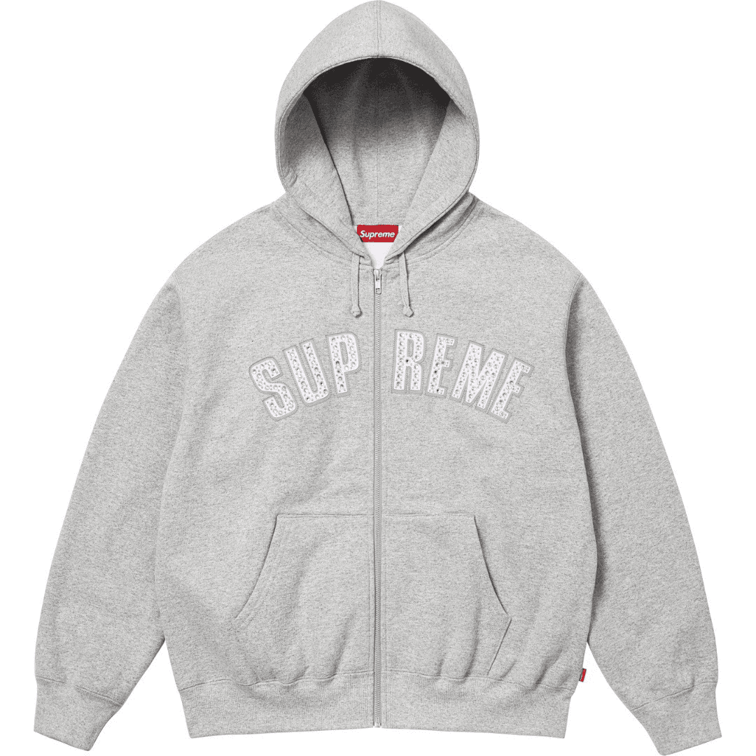 Supreme Zip-Up Hooded Sweatshirt Embroidered Logo