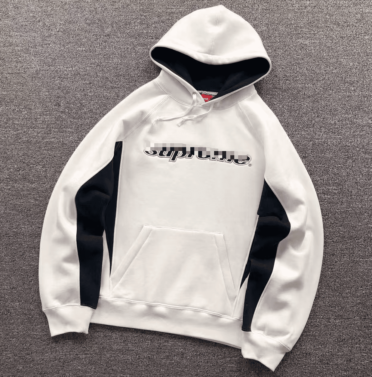 Supreme Half-Zip Sweatshirt Box Logo — E576#分割拼色黑色