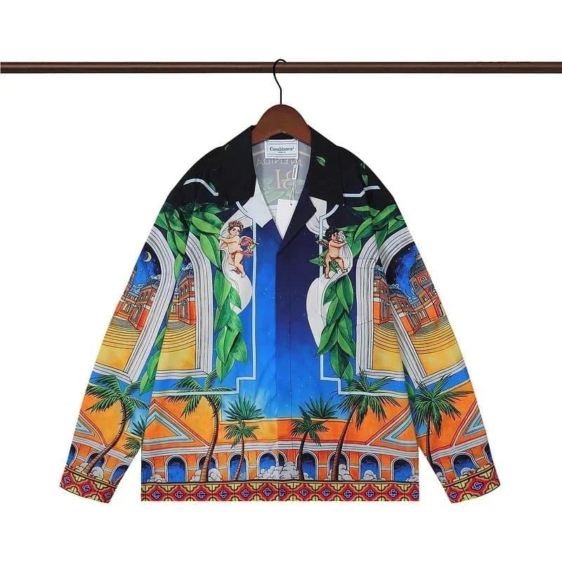 Casablanca Printed Camp Collar Shirt Tropical Archway Print