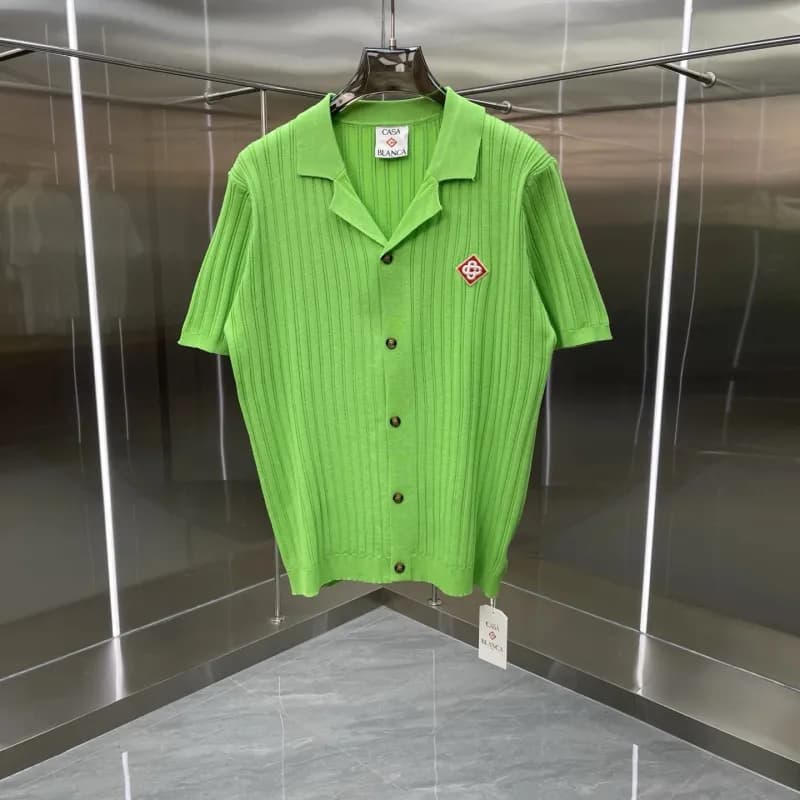 Knit Polo Top Zigzag Pattern — 125绿色