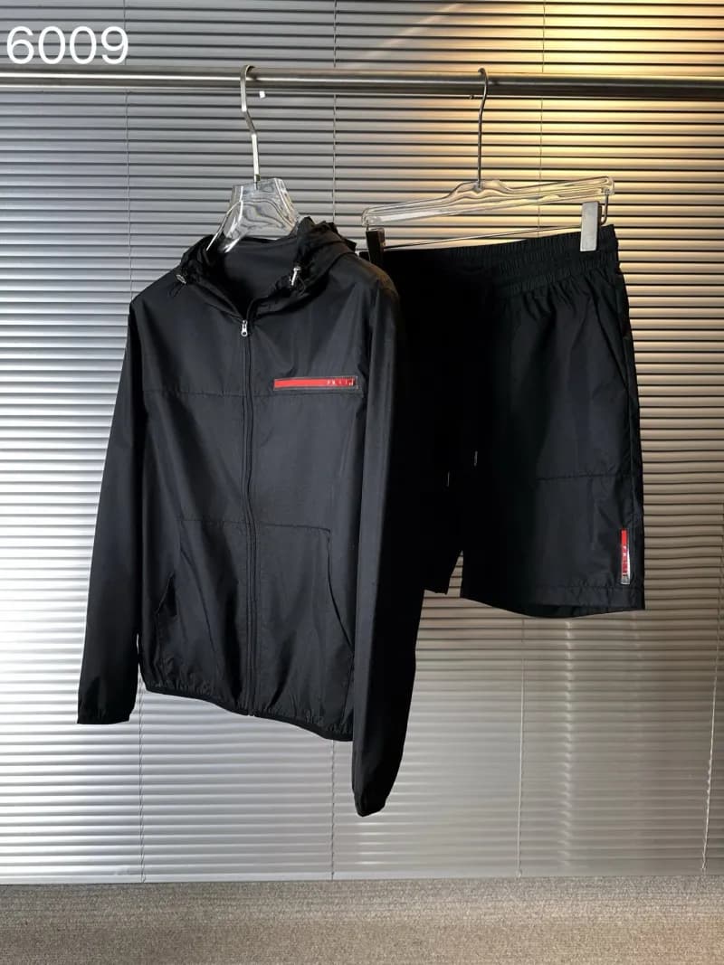 Prada Windbreaker & Shorts Set Red Logo