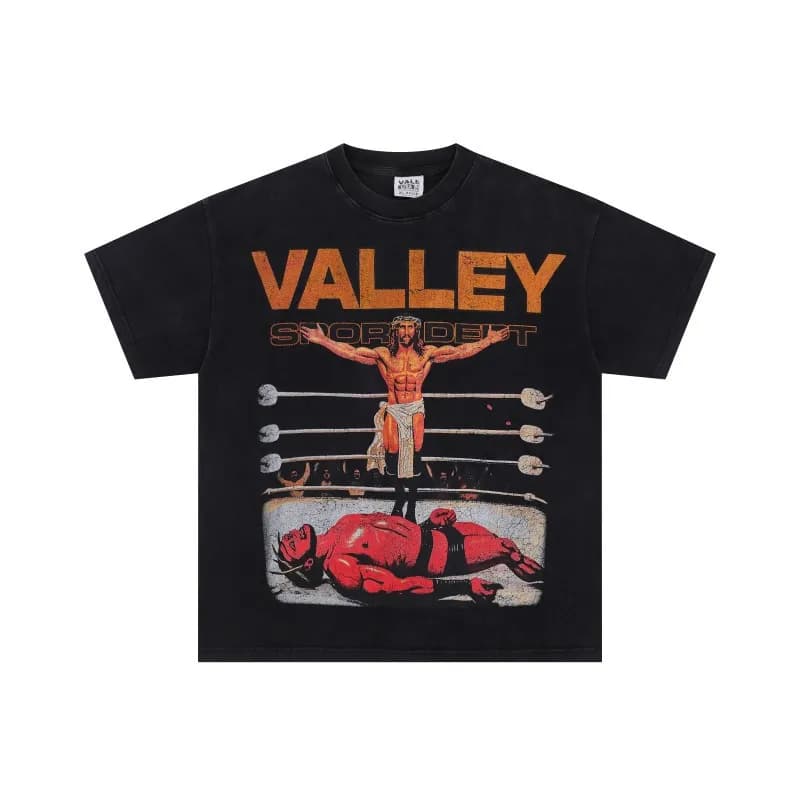 Vale Forever Valley Shorts Distressed Logo Print — V507-水黑