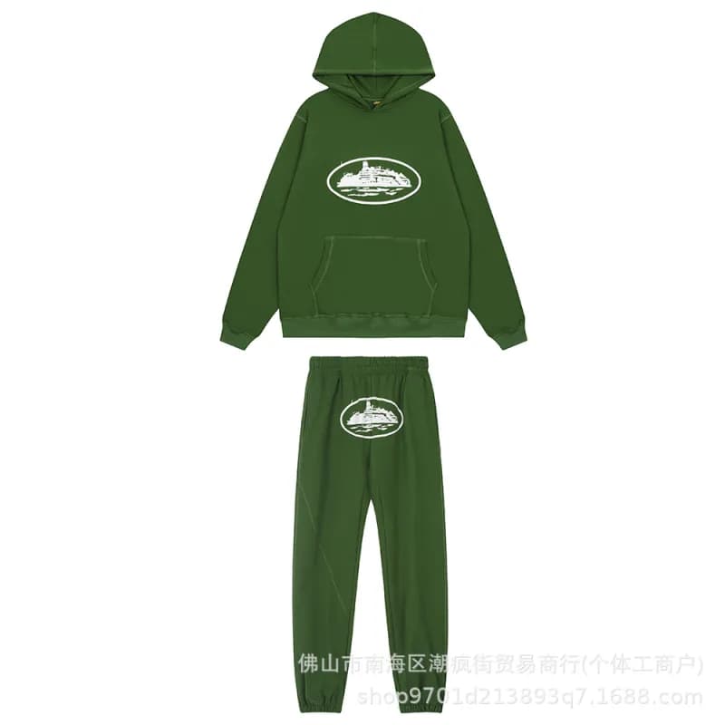 Gallery Dept. Hoodie and Joggers Set Yacht Logo — 绿色长裤