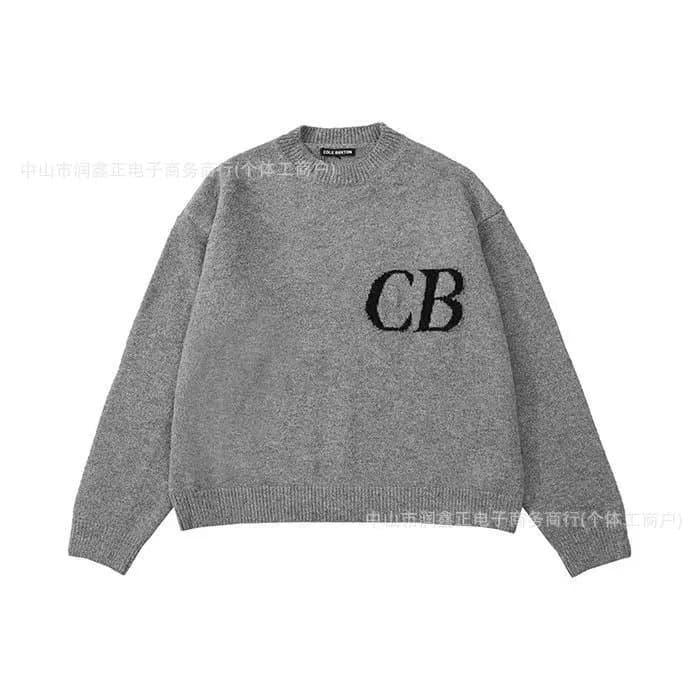 Cole Buxton CB Logo Sweater Grey Marl